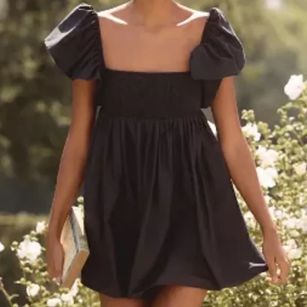 By Anthropologie Ruffle-Sleeve Open-Back Mini Dress